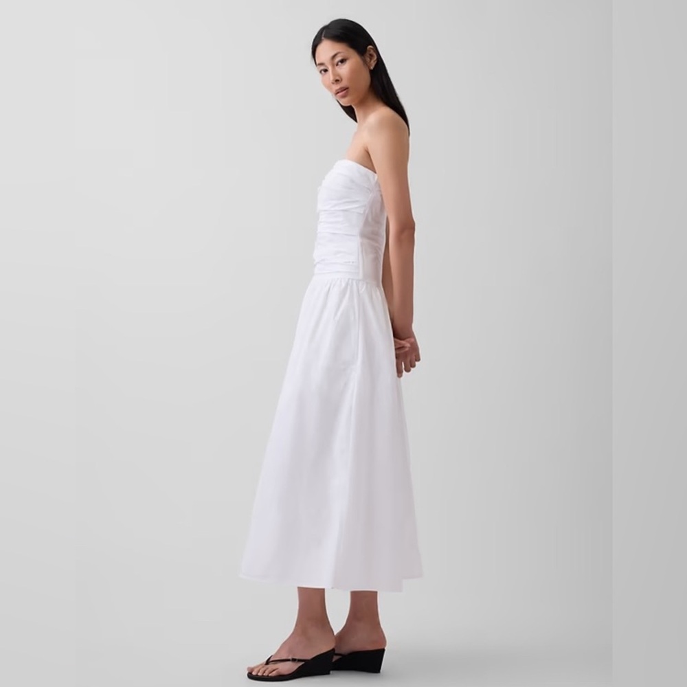 NWT! Gap White Strapless Poplin Drop-Waist Maxi Dress - Multiple ☎️